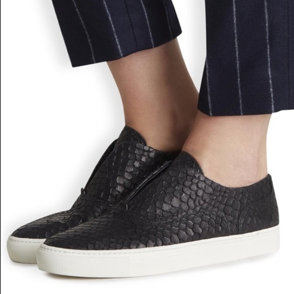 embossed laceless sneakers